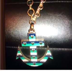 Betsey Johnson nautical green blue stripe retired necklace Sail to Vacation Cool